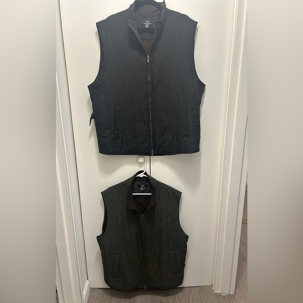 Set of Two (2) Magaschoni Quilted Vests size Men’s XXL (2XL) Black & Olive Green